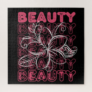 Puzzle Beauté Flower Line Typographie d'art