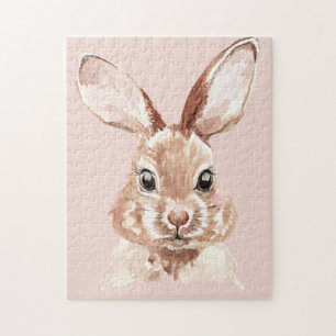 Puzzle Beauté moderne Pastel Rose Aquarelle Bunny Lovely