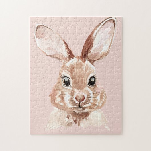 Puzzle Beauté moderne Pastel Rose Aquarelle Bunny Lovely (Vertical)