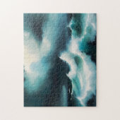 Puzzle Beautiful Blue Ocean waves painting (Vertical)