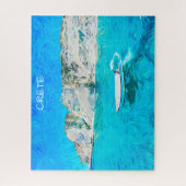 Puzzle Beautiful Crete Greece Ocean Watercolor Painting (Vertical)