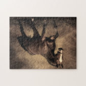 Puzzle Beautiful horse throw pillow (Horizontal)