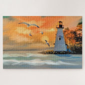 Puzzle Beautiful Lighthouse and Sea Scene Painting (Horizontal)