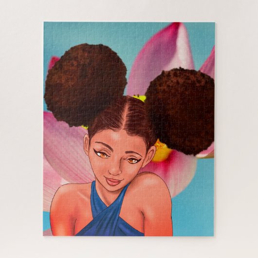 PUZZLE BEAUTIFUL NATURAL AFRO PUFF BLACK GIRL (Vertical)