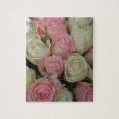Puzzle Beautiful Pink White Roses Flower Bouquet (Vertical)