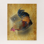 Puzzle Beautiful Rooster and Rustic Barn Chicken Coop (Vertical)