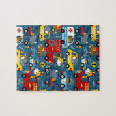 Puzzle Beaux Animaux De Dessin Et Transport De Voiture (Horizontal)