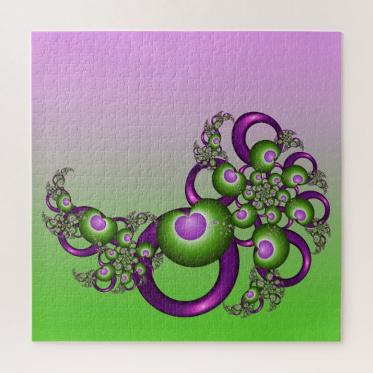 Puzzle Beaux cœurs roses verts modernes abstraits fractal (Vertical)