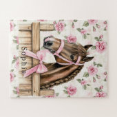 Puzzle Beaux Roses Roses Cheval Noël (Horizontal)