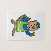 Puzzle Beaver en tant qu'agent de police avec sifflet (Horizontal)