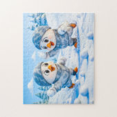 Puzzle Beaver Ice Bathing in a Striped Swimsuit (Vertical)