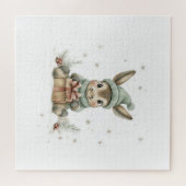 Puzzle Bébé âne en hiver Père Noël Don 4 (Horizontal)