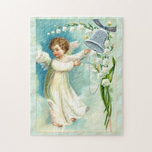 Puzzle Bébé Ange Avec Cloche Bleue (Vertical)