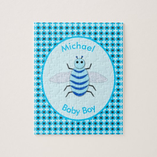 Puzzle Bébé Bleu mignon Bee Bee Personnalisé (Vertical)