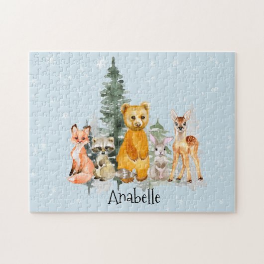 Puzzle Bébé Bois Animaux Forêt Personnalisée (Horizontal)