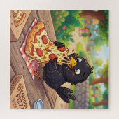 Puzzle Bébé Corbeau Cartoon Mangeant une Pizza (Horizontal)