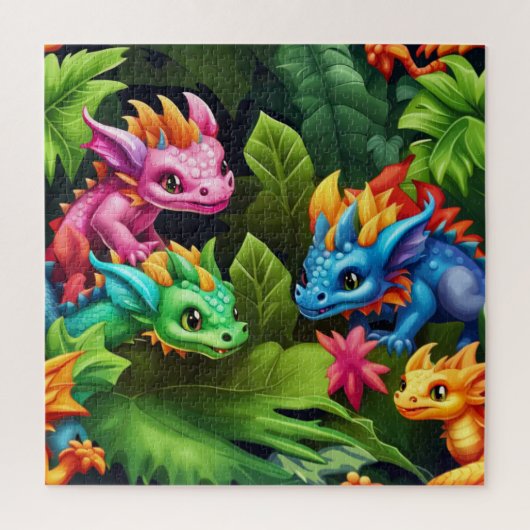 Puzzle Bébé Dragons et verdure (Vertical)