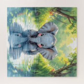 Puzzle Bébé éléphant adorable et reflet (Horizontal)