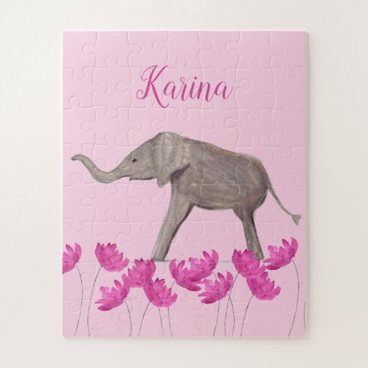 Puzzle Bébé Eléphant faune Animal pour enfants art Girl (Vertical)