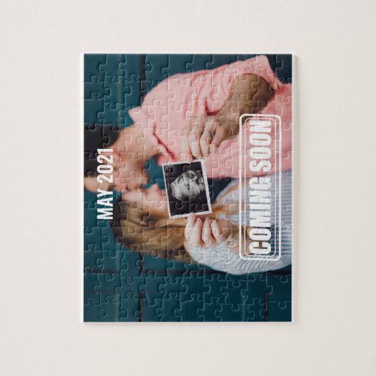 Puzzle bébé/faire-part de naissance enceinte à venir (Vertical)