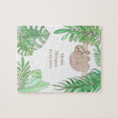 Puzzle Bébé Faire-part de naissance mignonne Sloth Jungle (Horizontal)