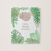 Puzzle Bébé Faire-part de naissance mignonne Sloth Jungle (Vertical)