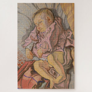 Puzzle Bébé Garçon dormant sur un Coussin