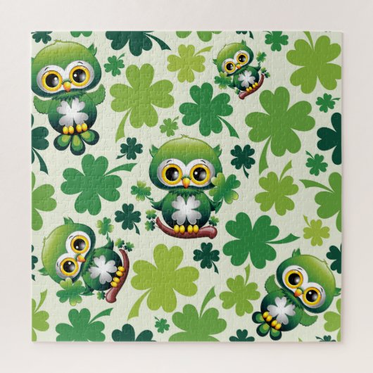 Puzzle Bébé Hibou Mignon St Patrick Dessin Animé (Vertical)