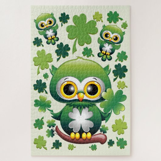 Puzzle Bébé Hibou Mignon St Patrick Dessin Animé (Vertical)