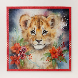 Puzzle Bébé Lion Cub Noël Grand Carré