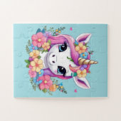 Puzzle Bébé magique licorne avec fleurs (Horizontal)