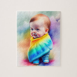 Puzzle Bébé mignon coloré Imaginaire arc-en-ciel aquarell