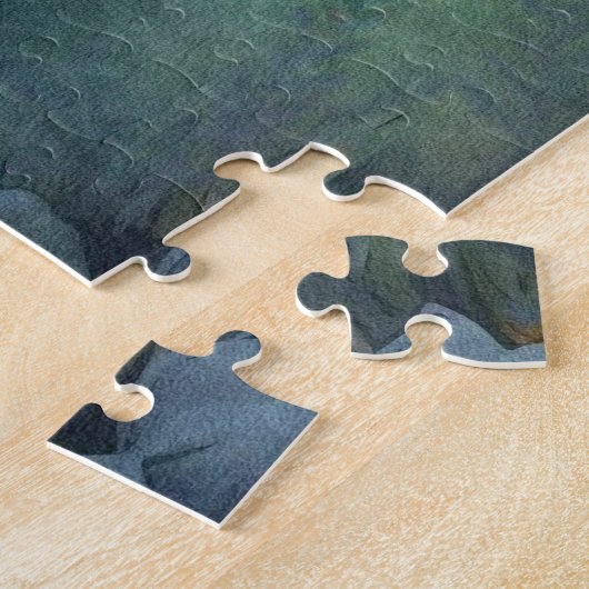 Puzzle Bébé mignon Moose Bleu Fleurs blanches Peinture (Côté)