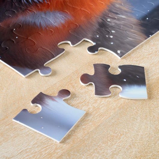 Puzzle Bébé mignon Renard rouge dans la neige (Côté)