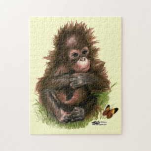 Puzzle Bébé orang-outan et papillon