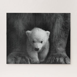 Puzzle Bébé Ours polaire avec Mère, Noir et Blanc