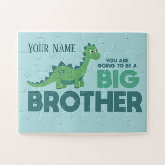 Puzzle Bébé s'attendant à dinosaure grand frère (Horizontal)