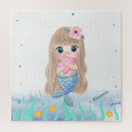 Puzzle Bébé sirène adorable, mer (Vertical)
