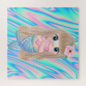 Puzzle Bébé Sirène Mignon aux Couleurs Ombrées (Horizontal)