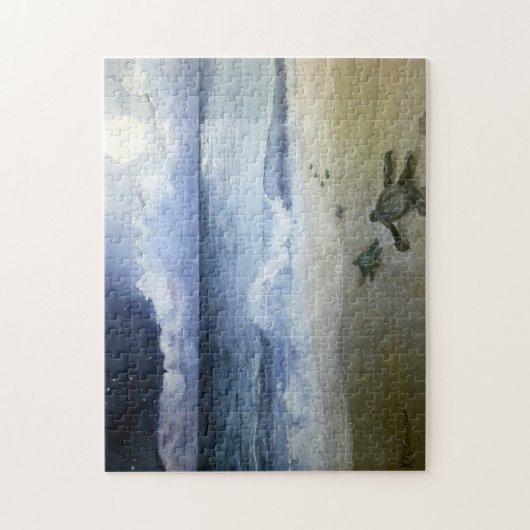 Puzzle Bébé tortues de mer, vagues d'océan sous une Plein (Vertical)