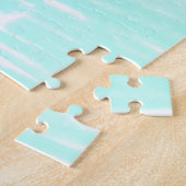Puzzle Bébé vert pastel en fleurs, douche de bébé monogra (Côté)