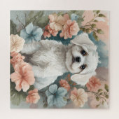 Puzzle Bébés mignons animaux | Mignonne chiot maltais bla (Horizontal)