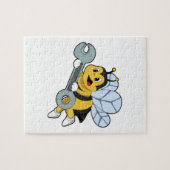 Puzzle Bee as Mechanic with Wrench (Horizontal)
