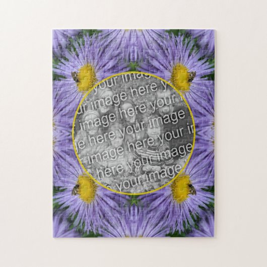 Puzzle Bee On Purple Flowers Nature Frame Ajouter Votre P (Vertical)