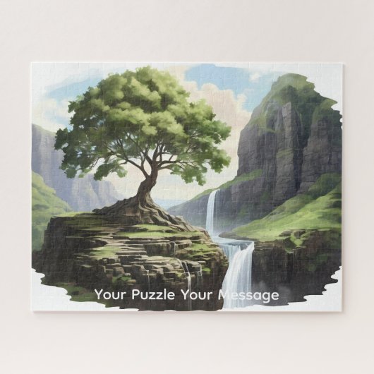 Puzzle Bel arbre fleuri de cascade lumineuse néon (Horizontal)