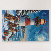 Puzzle Belgian Malinois Noël Phare Vacances (Horizontal)