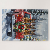 Puzzle Belgian Shepherd Christmas Red Truck Holiday (Horizontal)