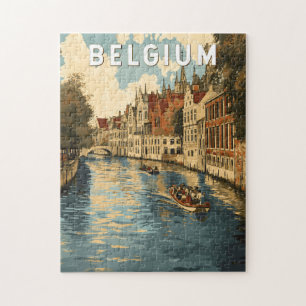Puzzle Belgique Illustration Travel Art Vintage