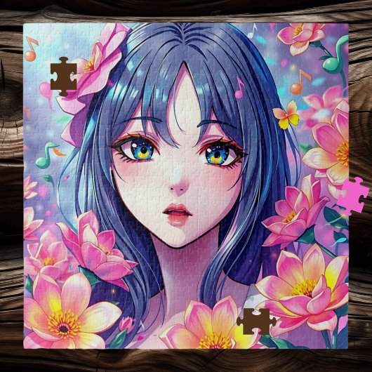 Puzzle Belle Anime Girl and Flowers