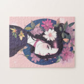 Puzzle Belle Anime Girl couronnée de fleurs (Horizontal)